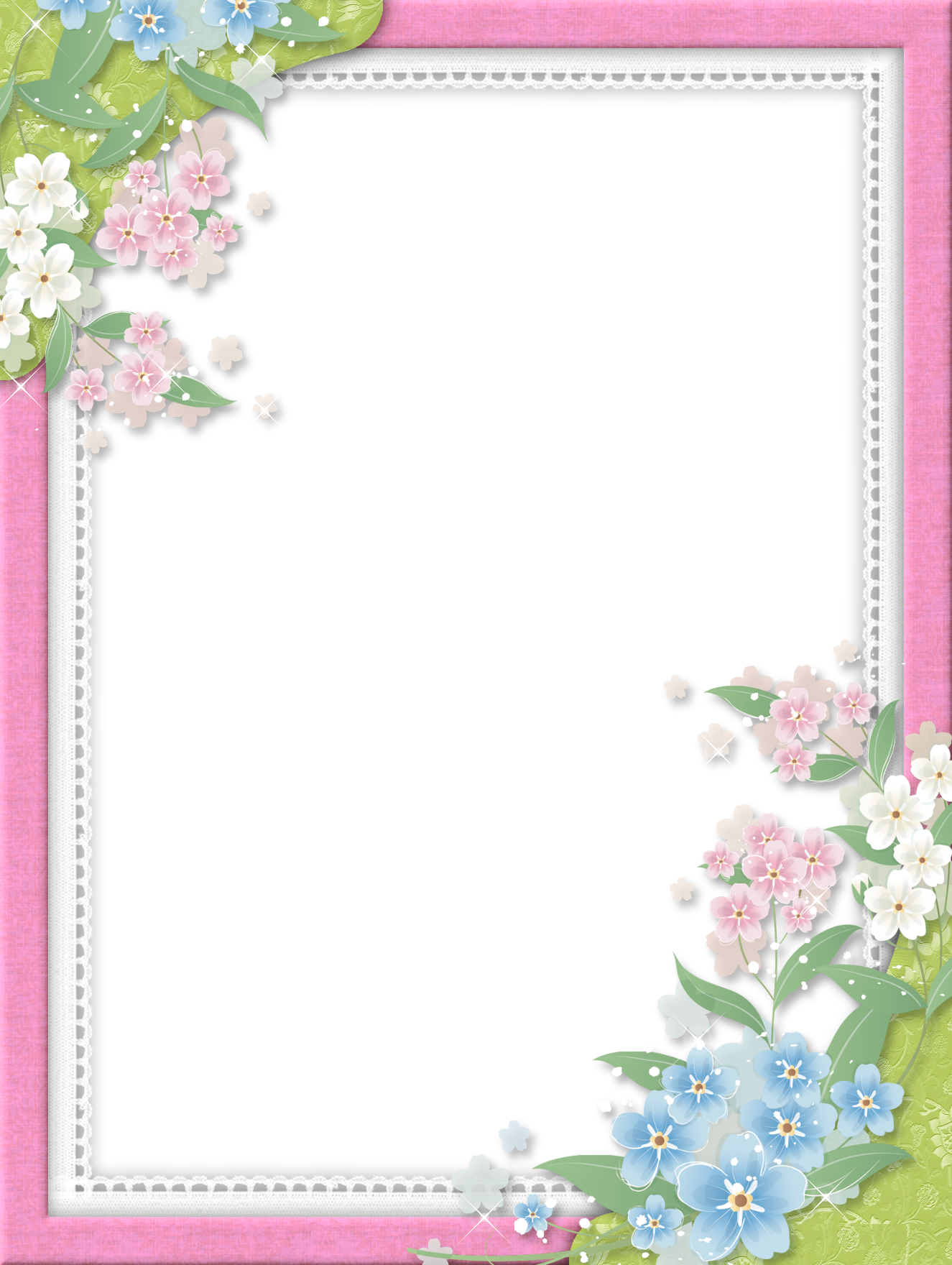 Pink Frame Flower Border Transparent PNG Image