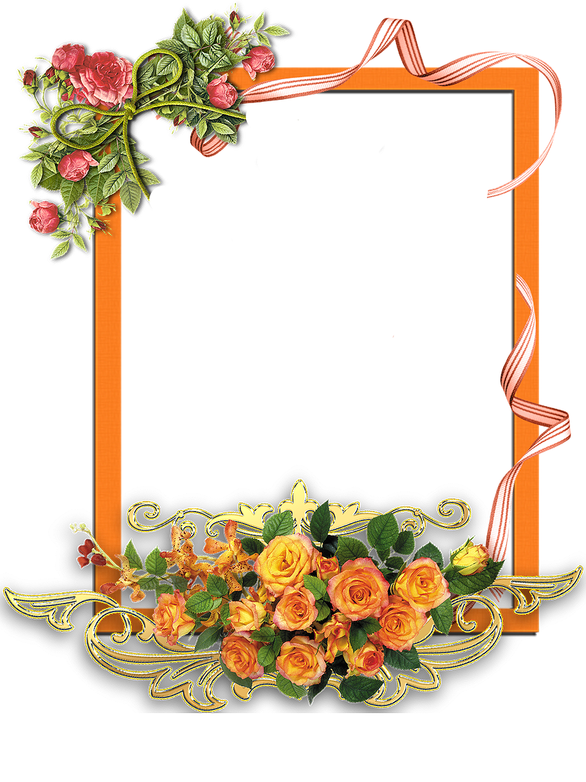 Roses Frame Flower Border Transparent PNG Image