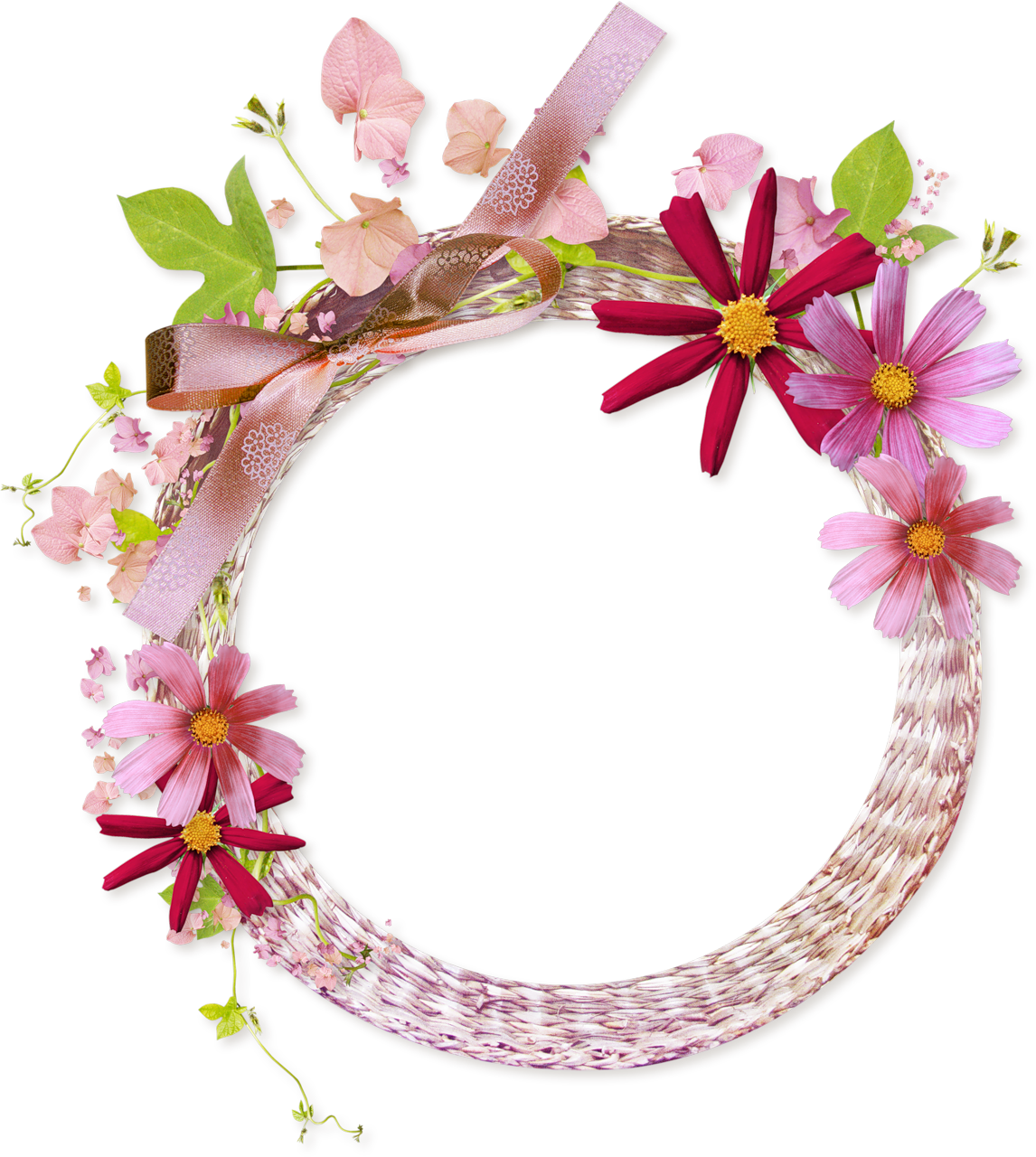 Floral Round Garland Transparent PNG Image