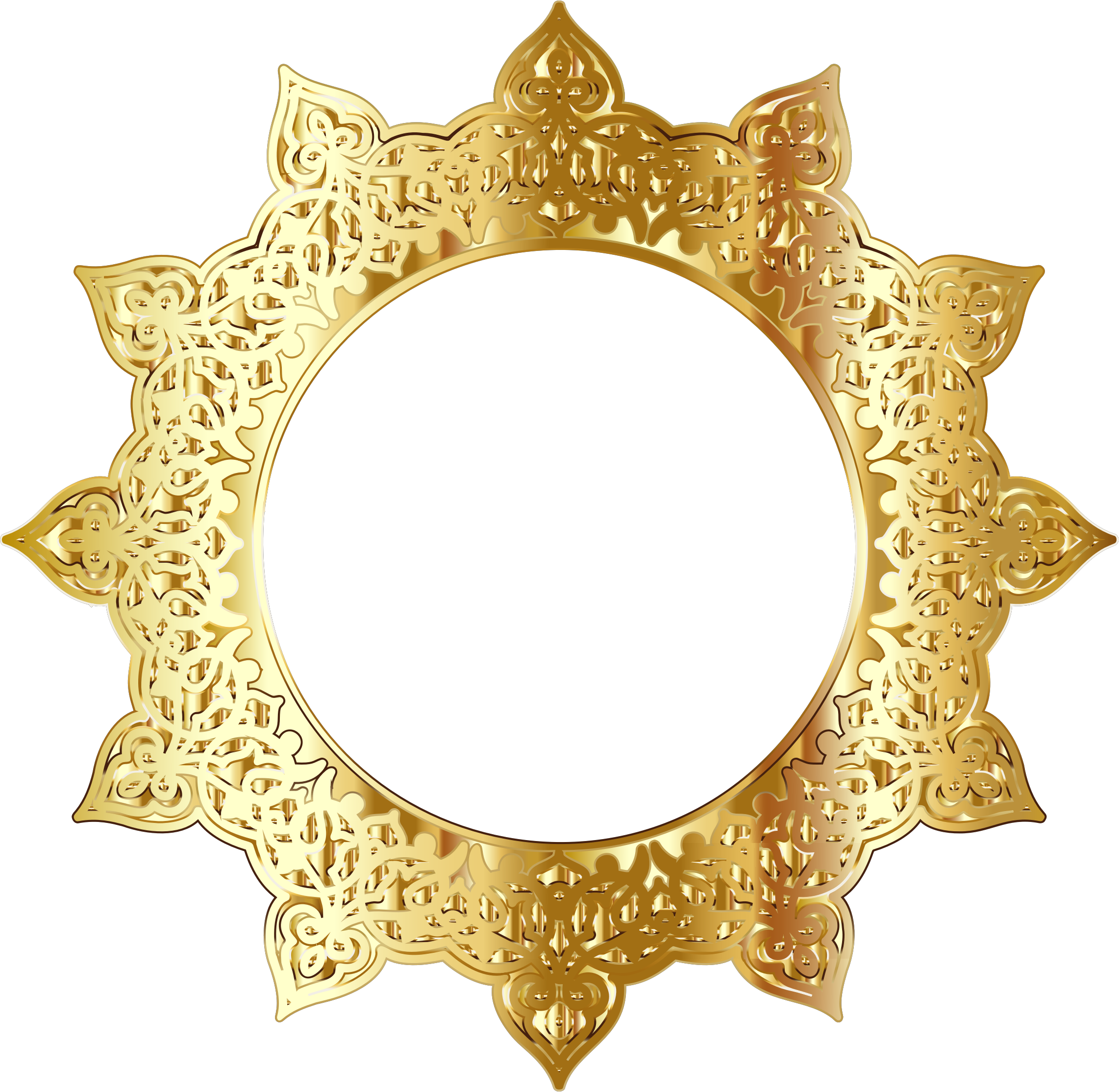 Golden Round Frame Transparent PNG Image