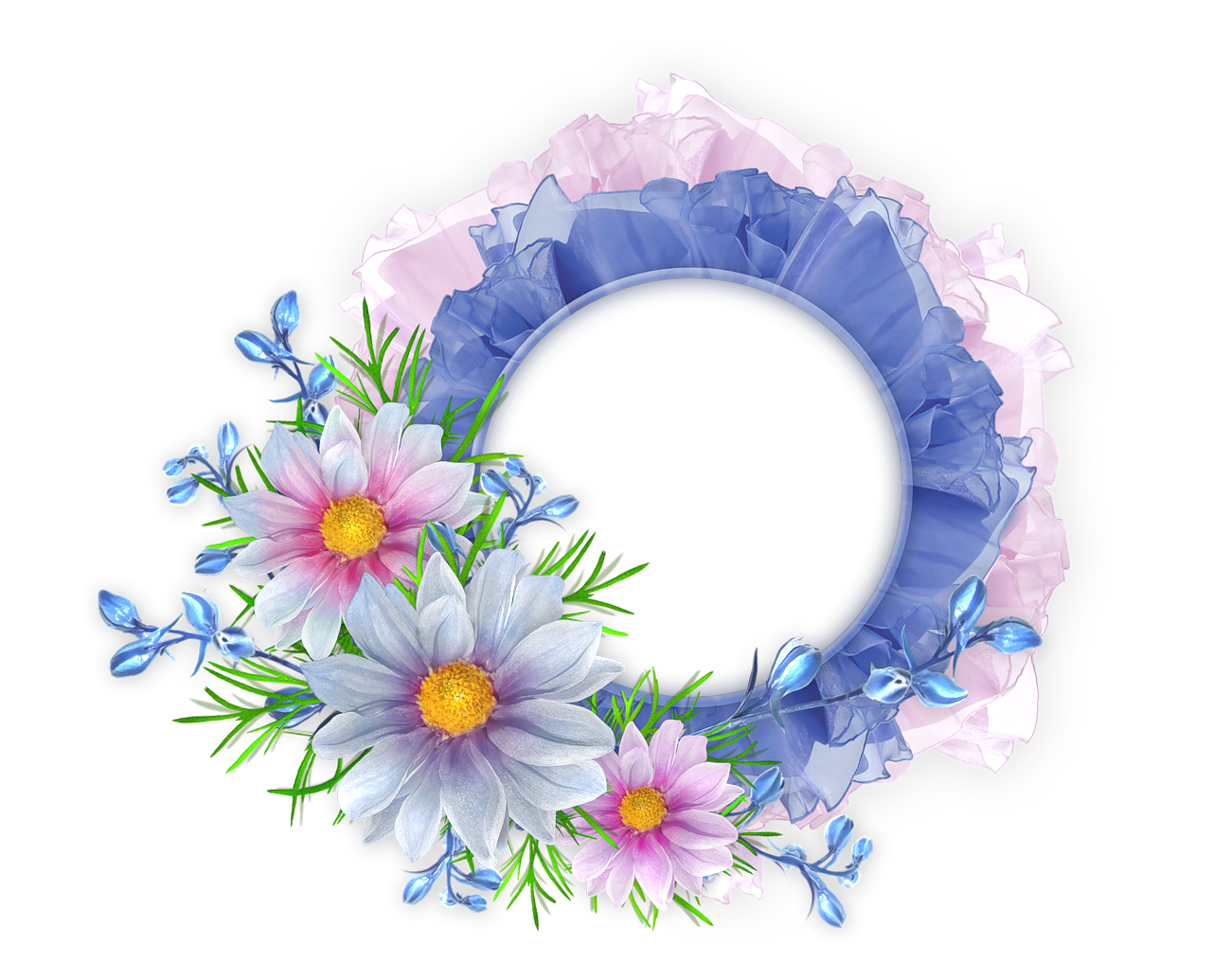 Floral Round Frame Transparent PNG Image