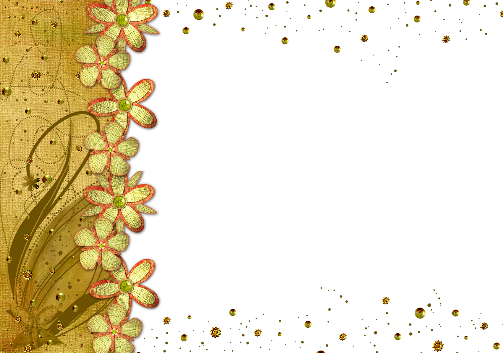 Gold Flower Frame Transparent PNG Image