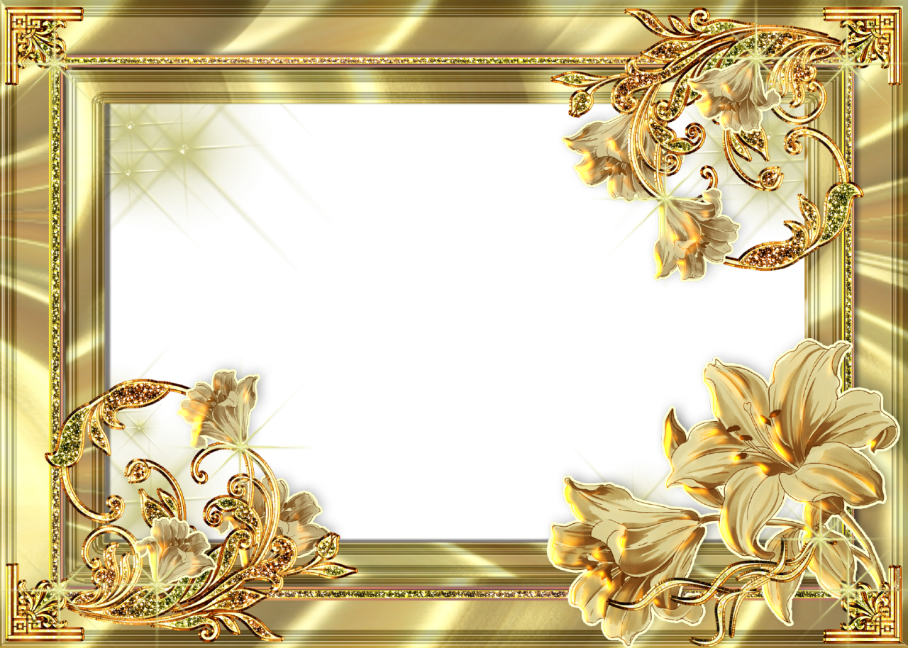 Gold Flower Frame Transparent PNG Image
