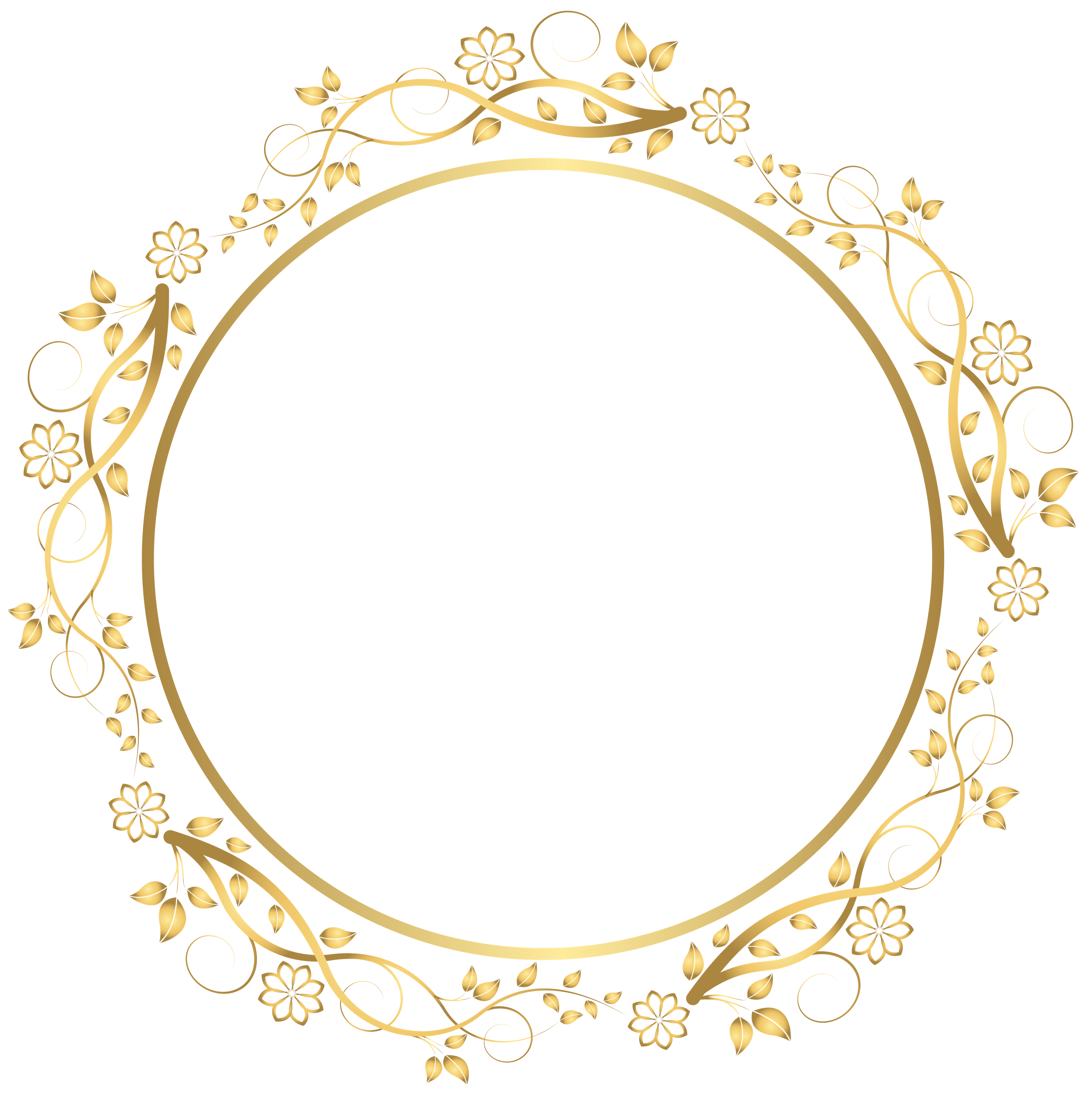 Gold Flower Frame Transparent PNG Image
