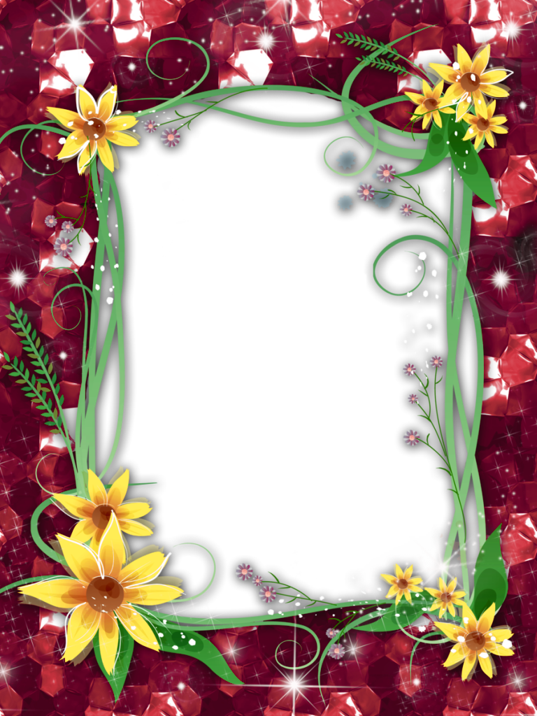 Red Flower Frame Transparent PNG Image