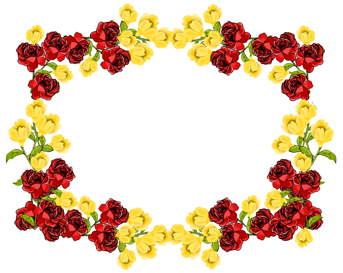 Red Flower Frame Transparent PNG Image