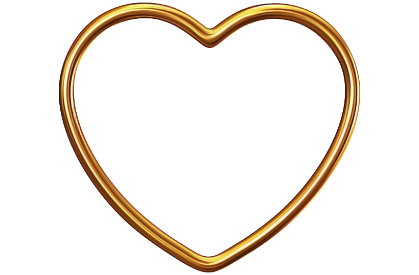 Golden Frame Heart Transparent PNG Image