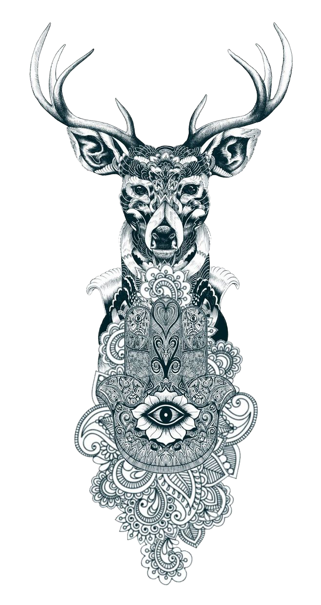 Tattoo Reindeer Wolf Drawing Gray Transparent PNG Image