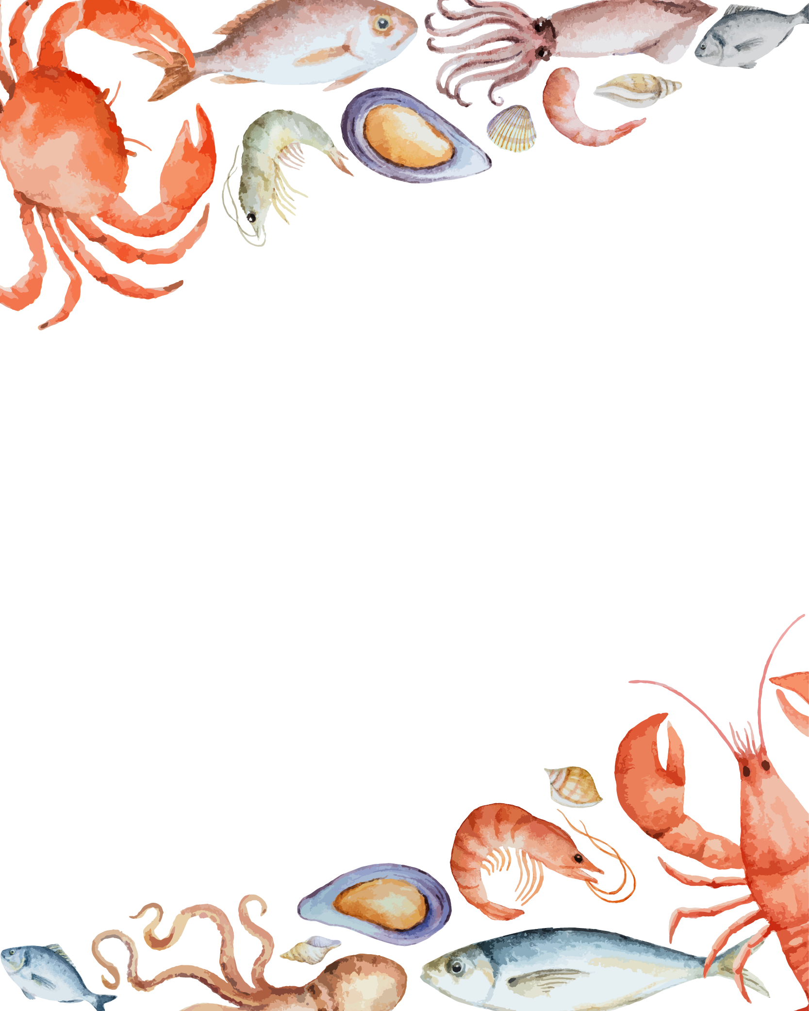 Seafood Vector Border Crab Transparent PNG Image