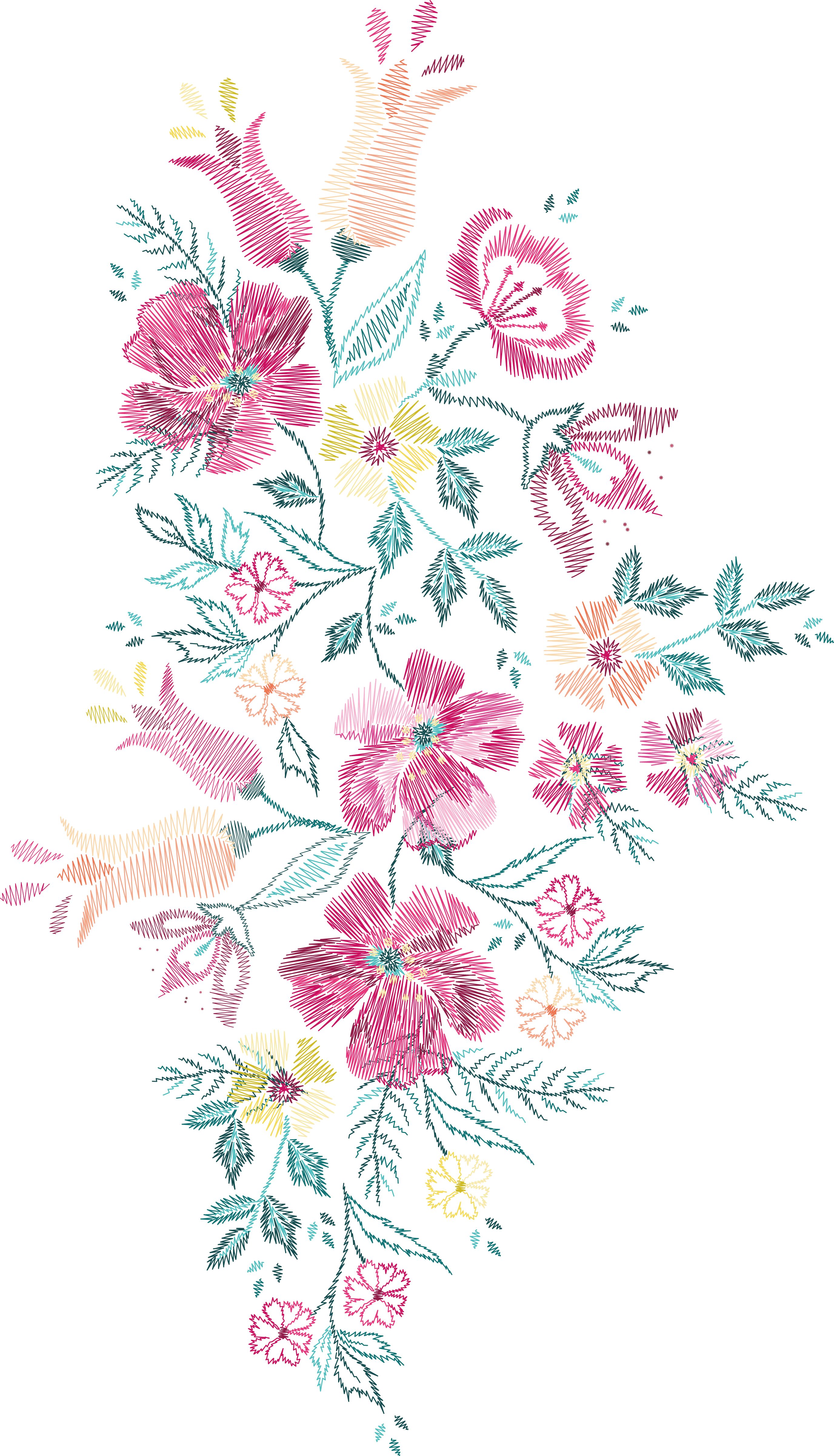 Pink Flower Cross Embroidery Stitch Transparent PNG Image