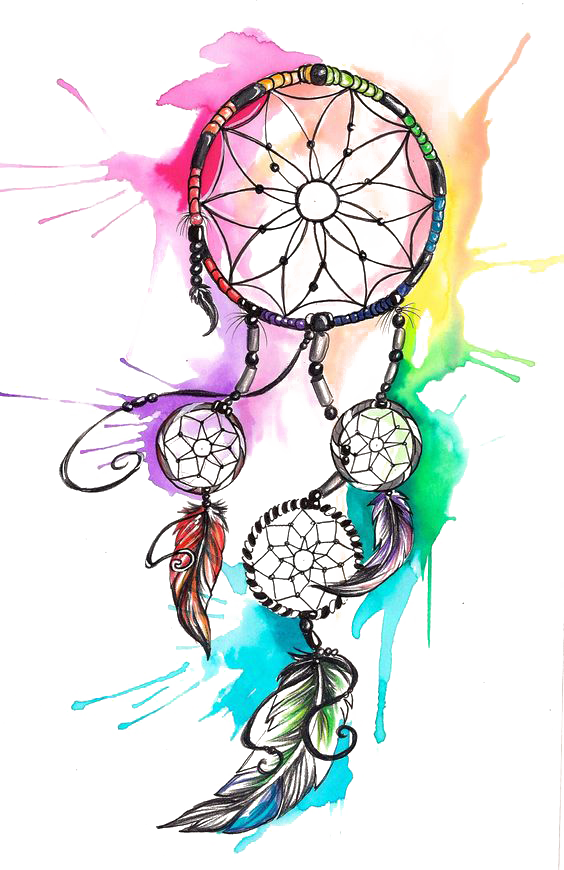 Watercolor Tattoo Dreamcatcher Transparent PNG Image
