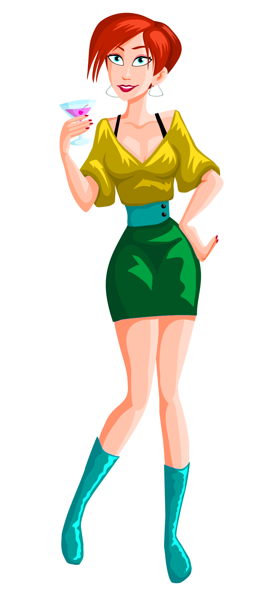 Girl Vector Drinking Transparent PNG Image
