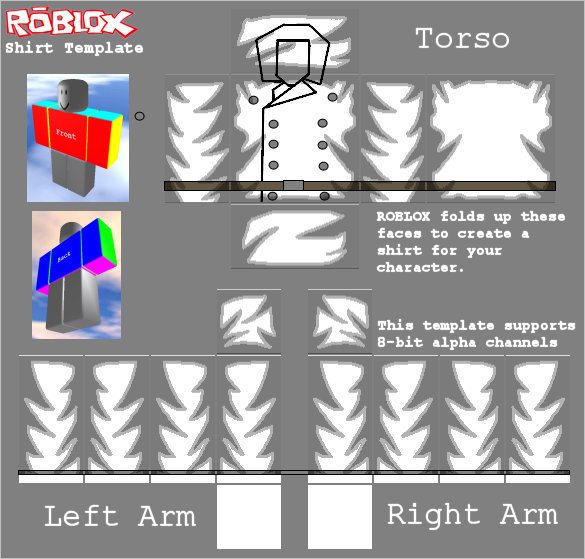 Roblox Shaded Shirt Template Transparent PNG Image