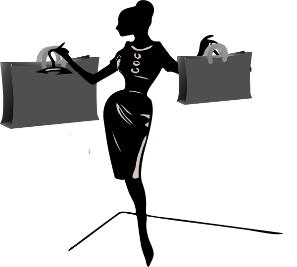 Shopping Girl Vector Black Transparent PNG Image