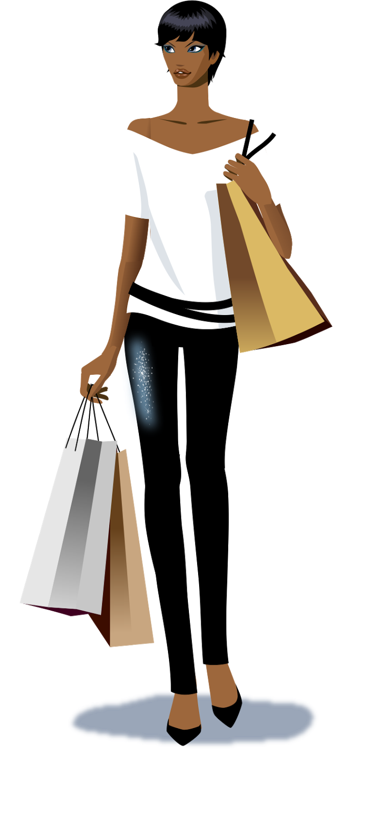 Brown Girl Vector Shopping Transparent PNG Image