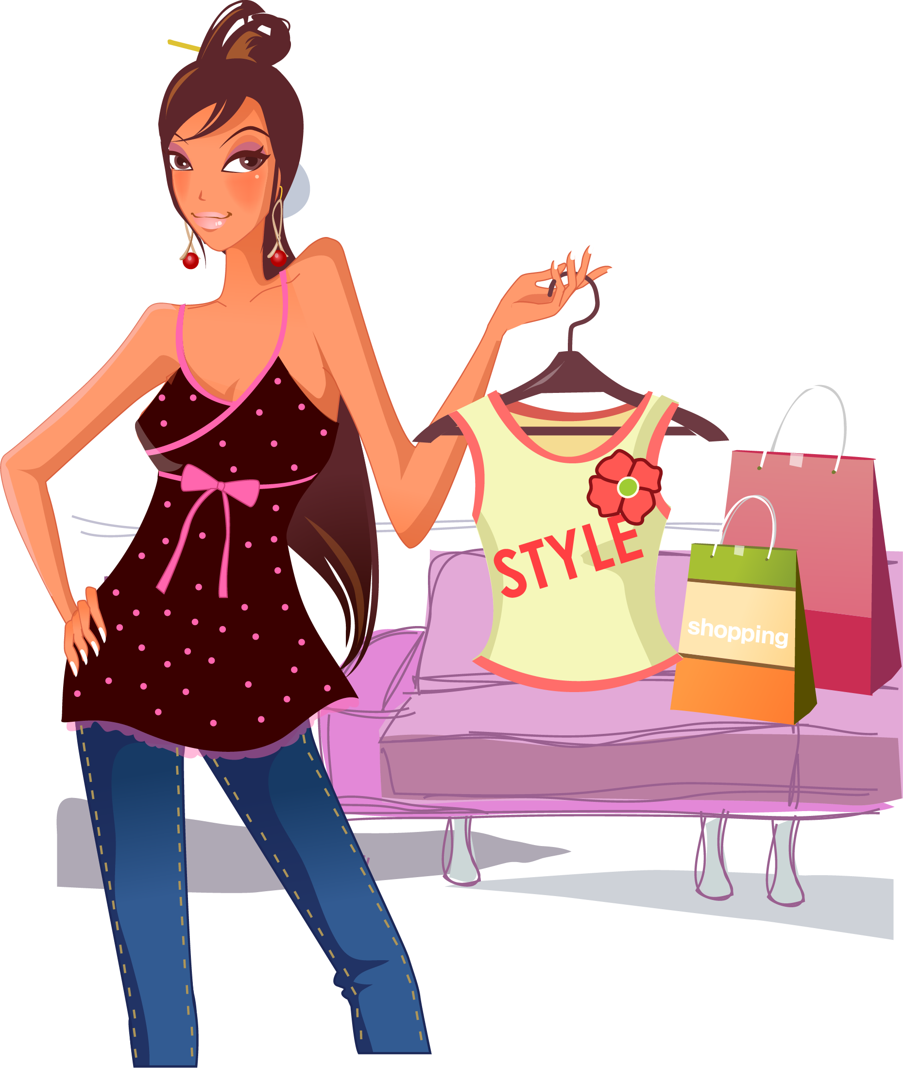 Girl Vector Shopping Transparent PNG Image
