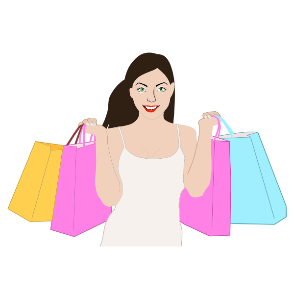 Girl Vector Shopping Happy File Transparent PNG Image
