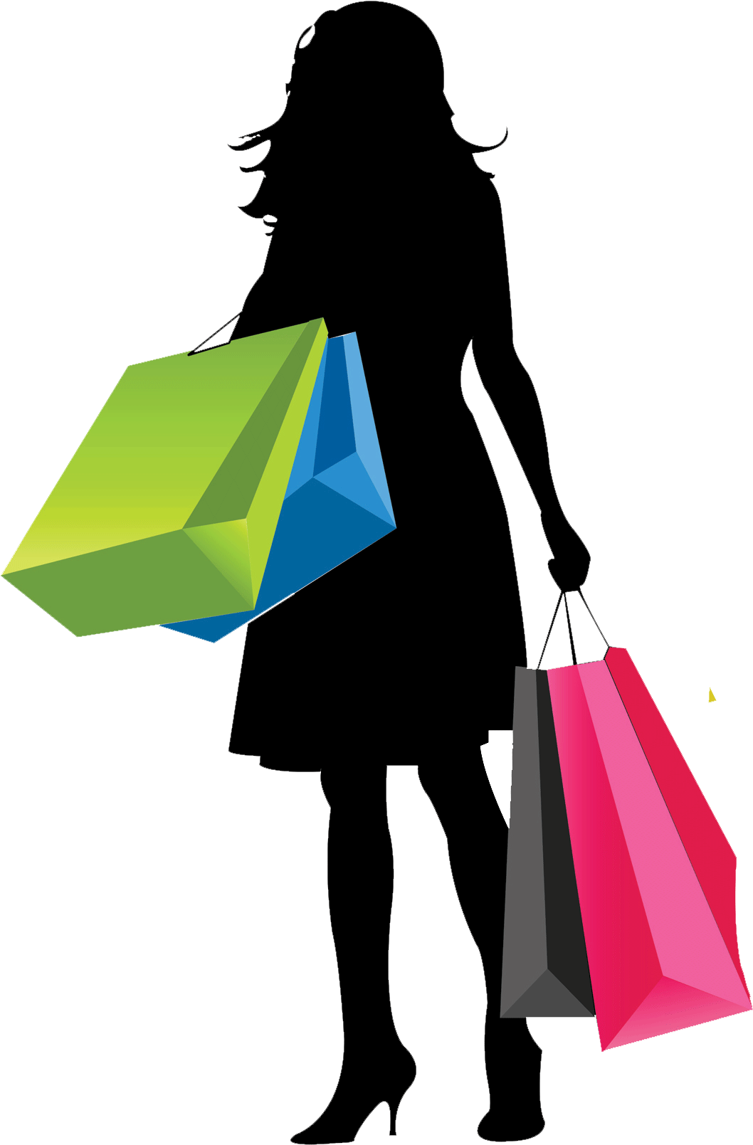 Shopping Girl Vector Silhouette Transparent PNG Image