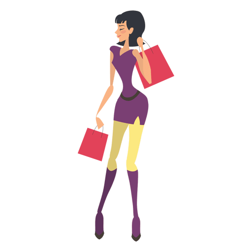 Smiling Vector Shopping Girl Transparent PNG Image
