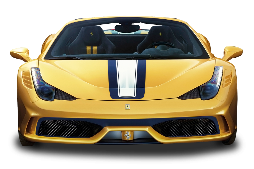 Front Ferrari Yellow View Transparent PNG Image