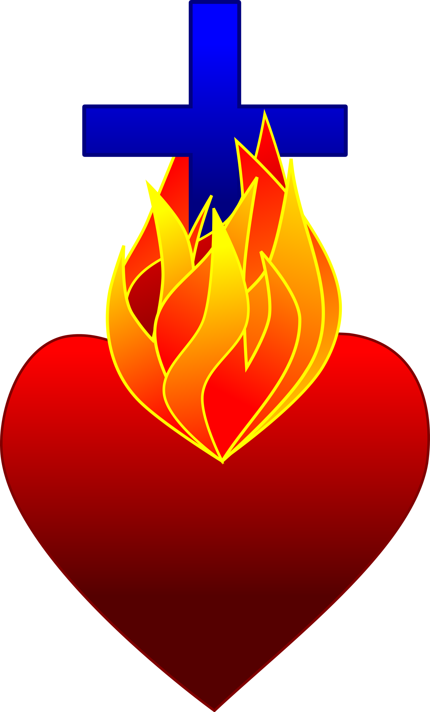 Fire Heart Cross Transparent PNG Image