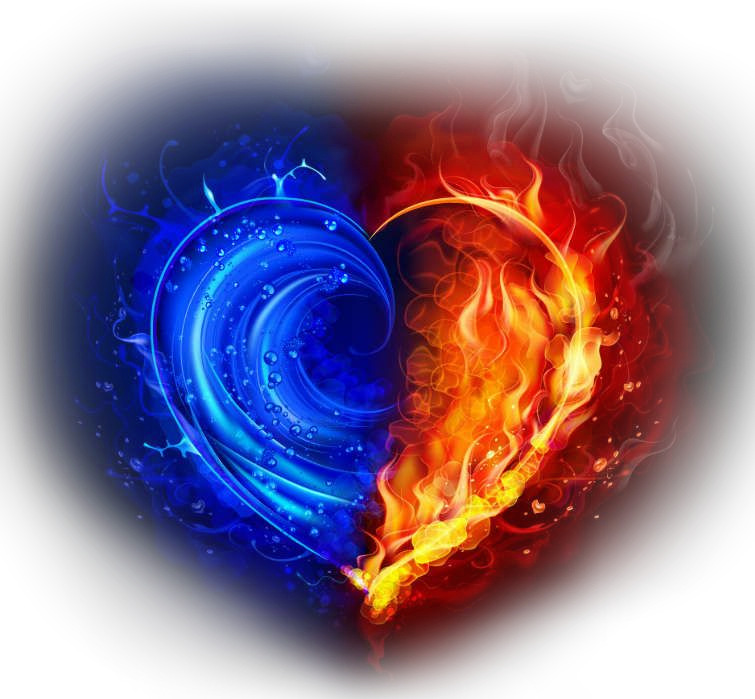 Water Fire Heart Transparent PNG Image