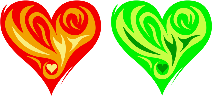 Fire Heart Green Red Transparent PNG Image