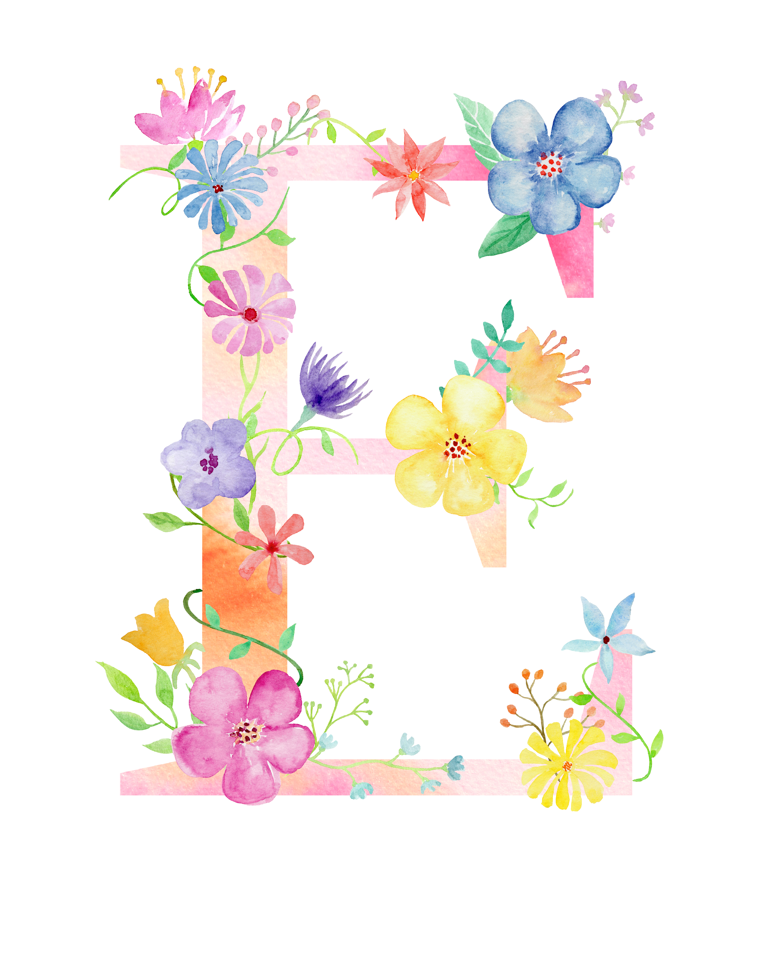 Floral Alphabet Transparent PNG Image