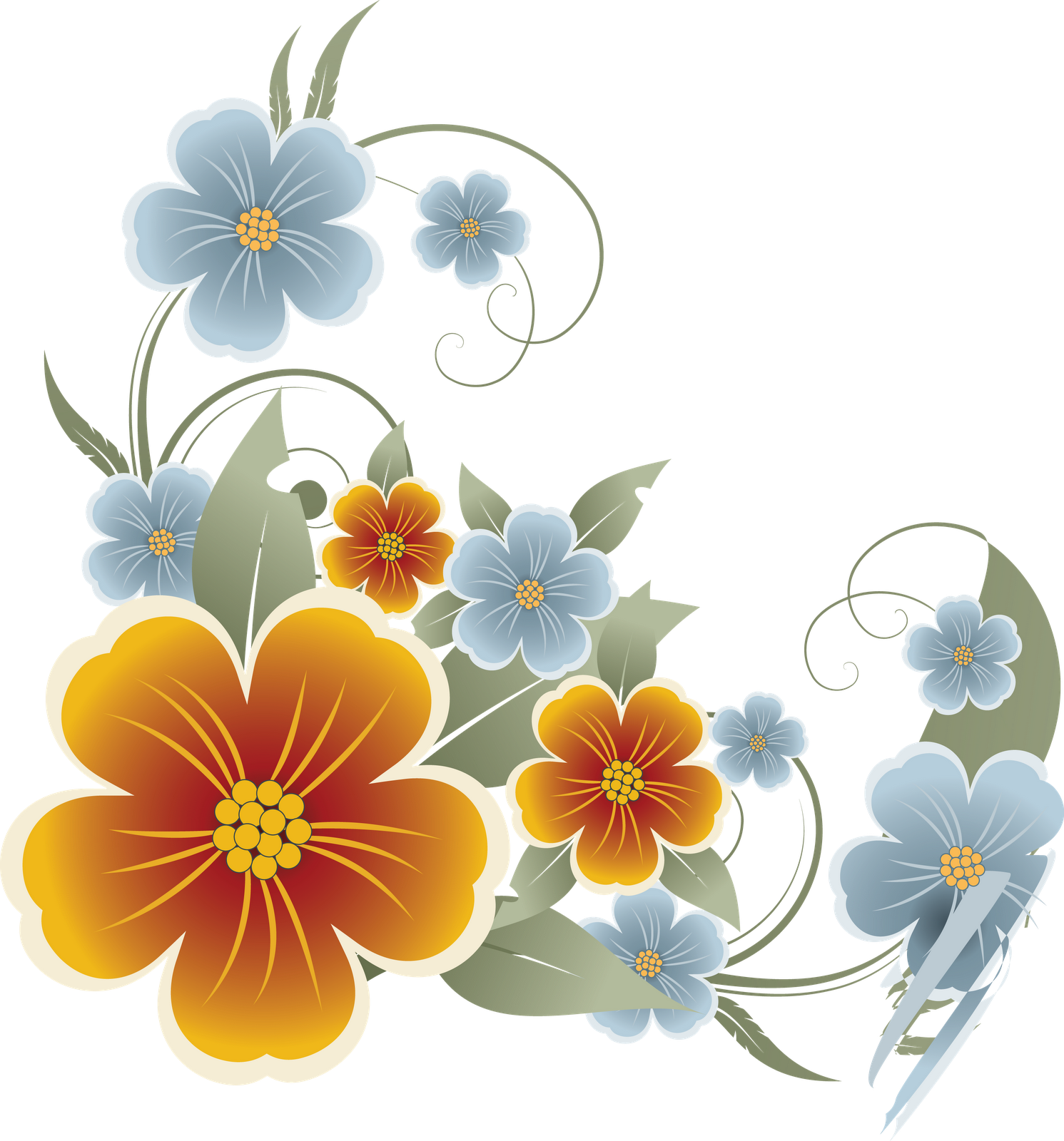 Vector Flowers Design Transparent PNG Image