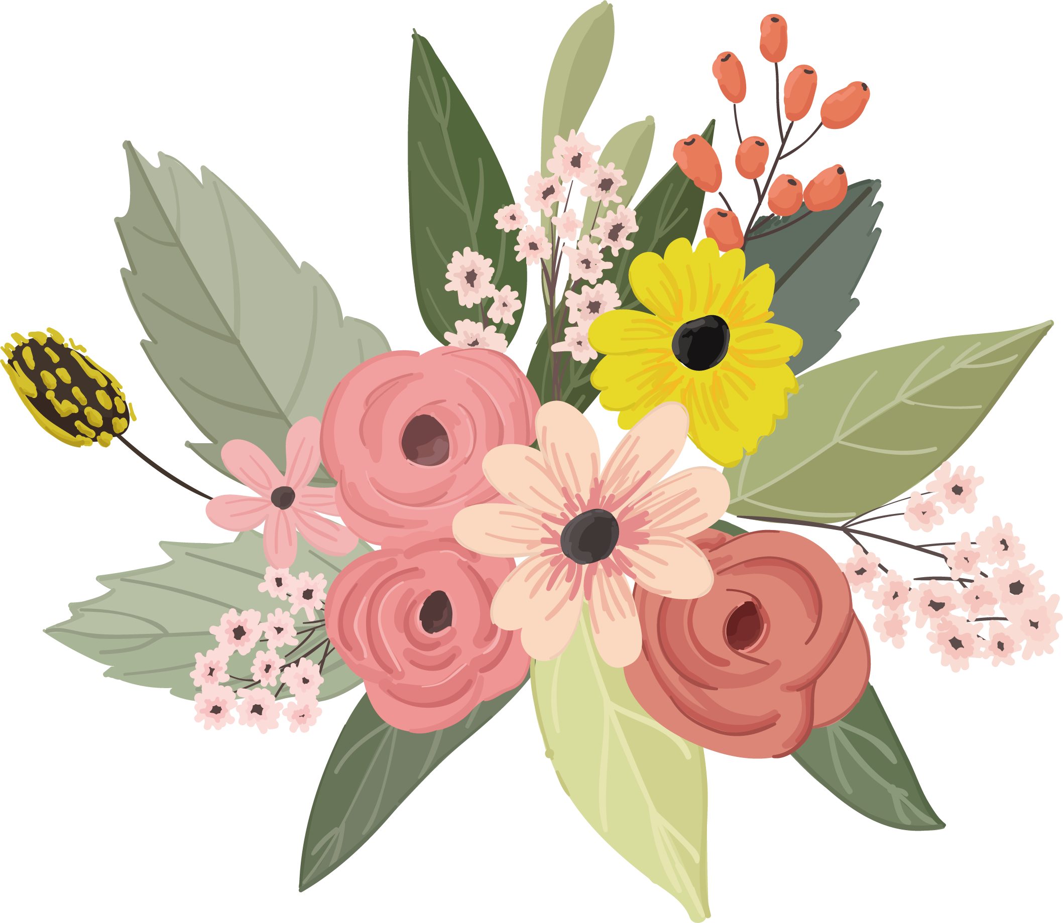 Vector Flower Art Wedding Transparent PNG Image