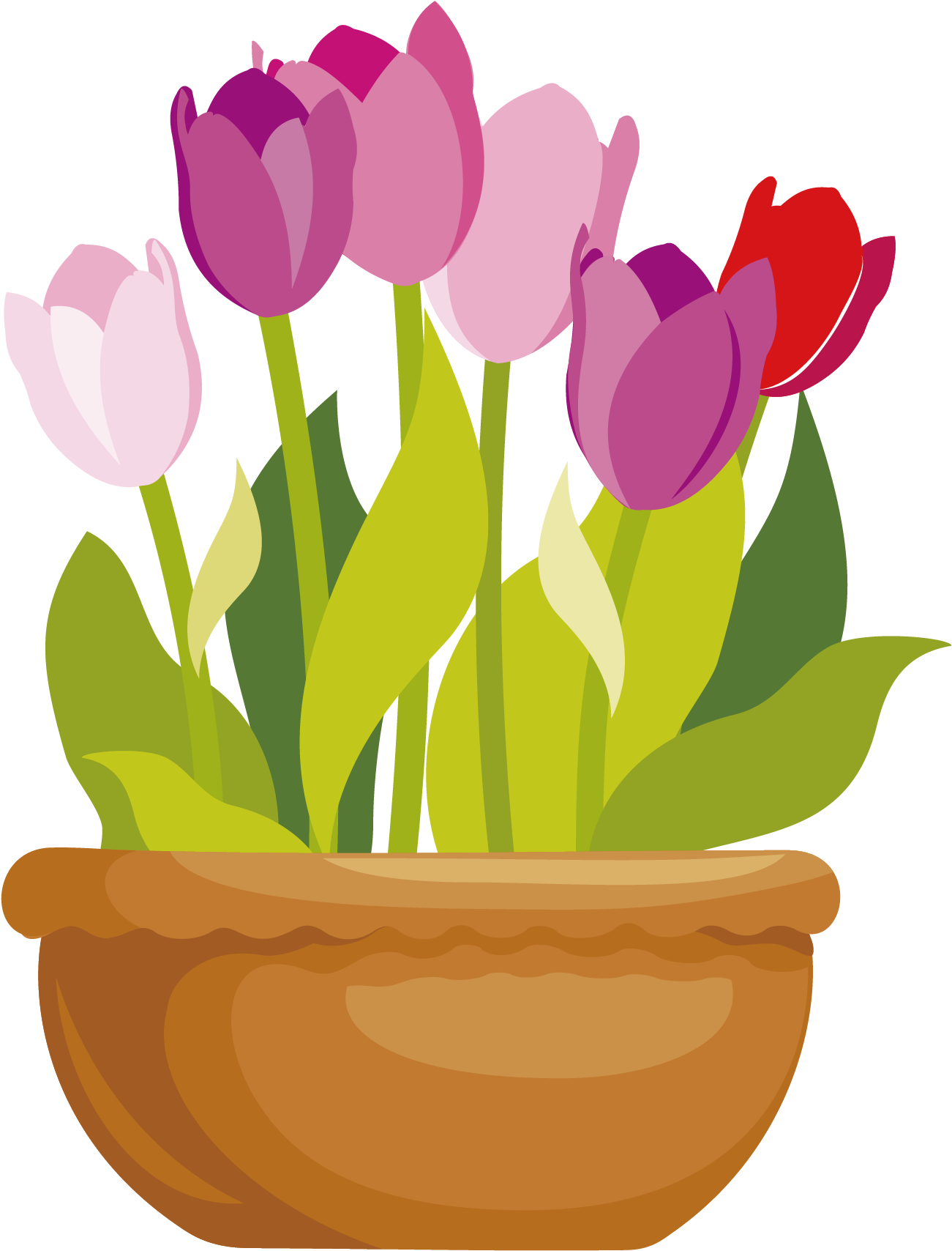 Pot Flower Cartoon Transparent PNG Image