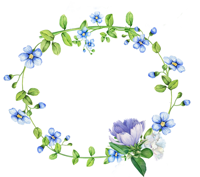 Blue Flowers Border Wreath File Transparent PNG Image