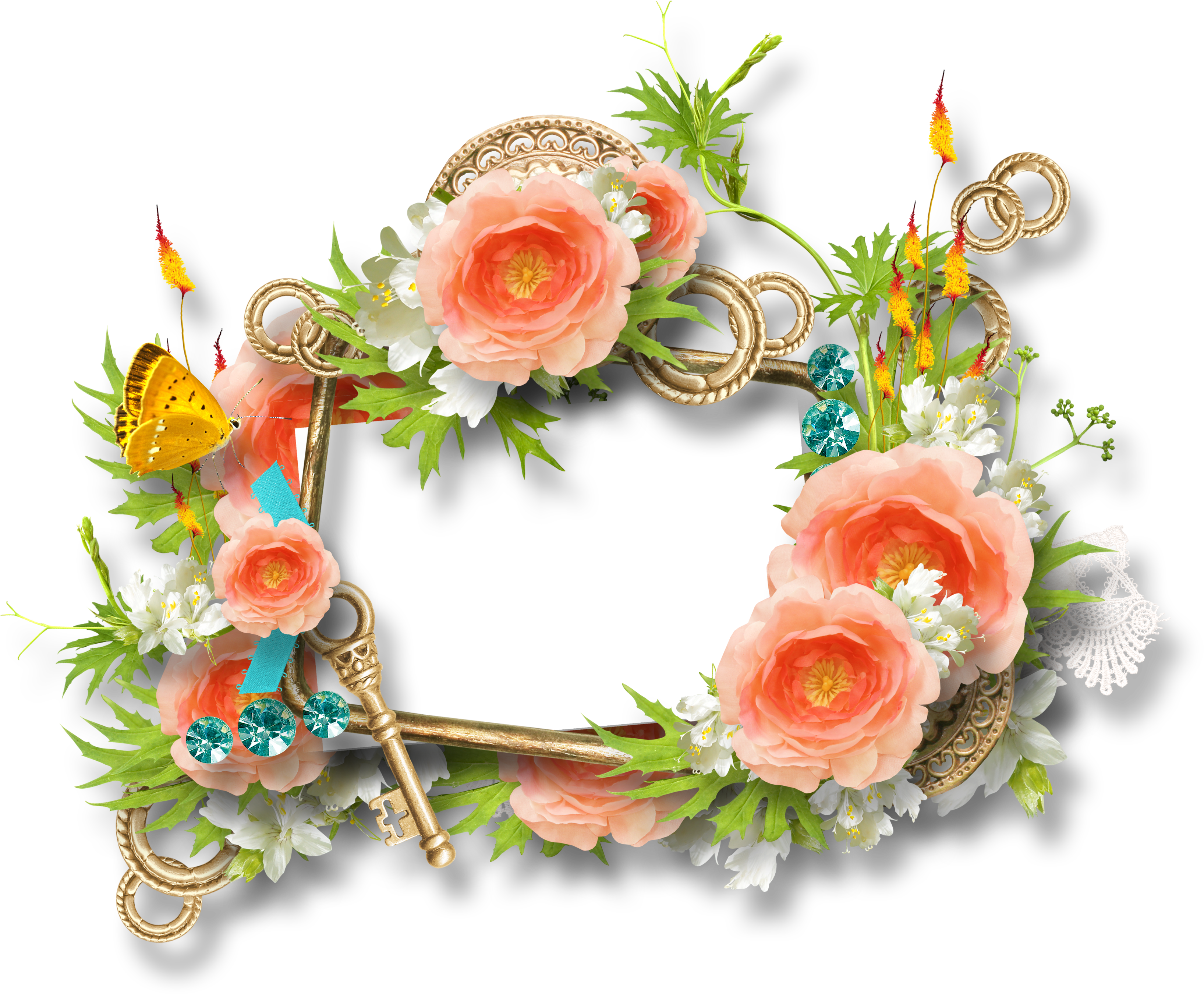 Pink Frame Flower Transparent PNG Image