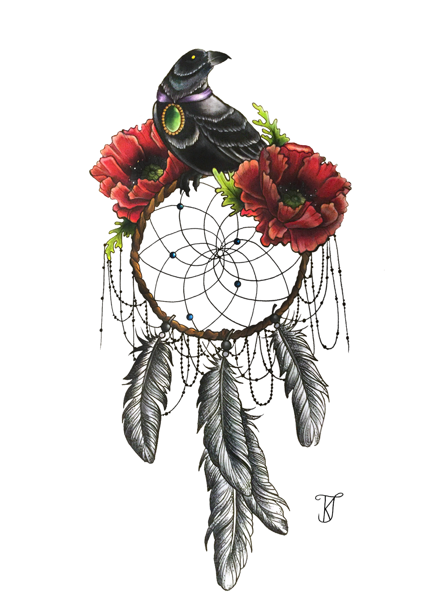 Tattoo Flower Poppy Bird Dreamcatcher Transparent PNG Image