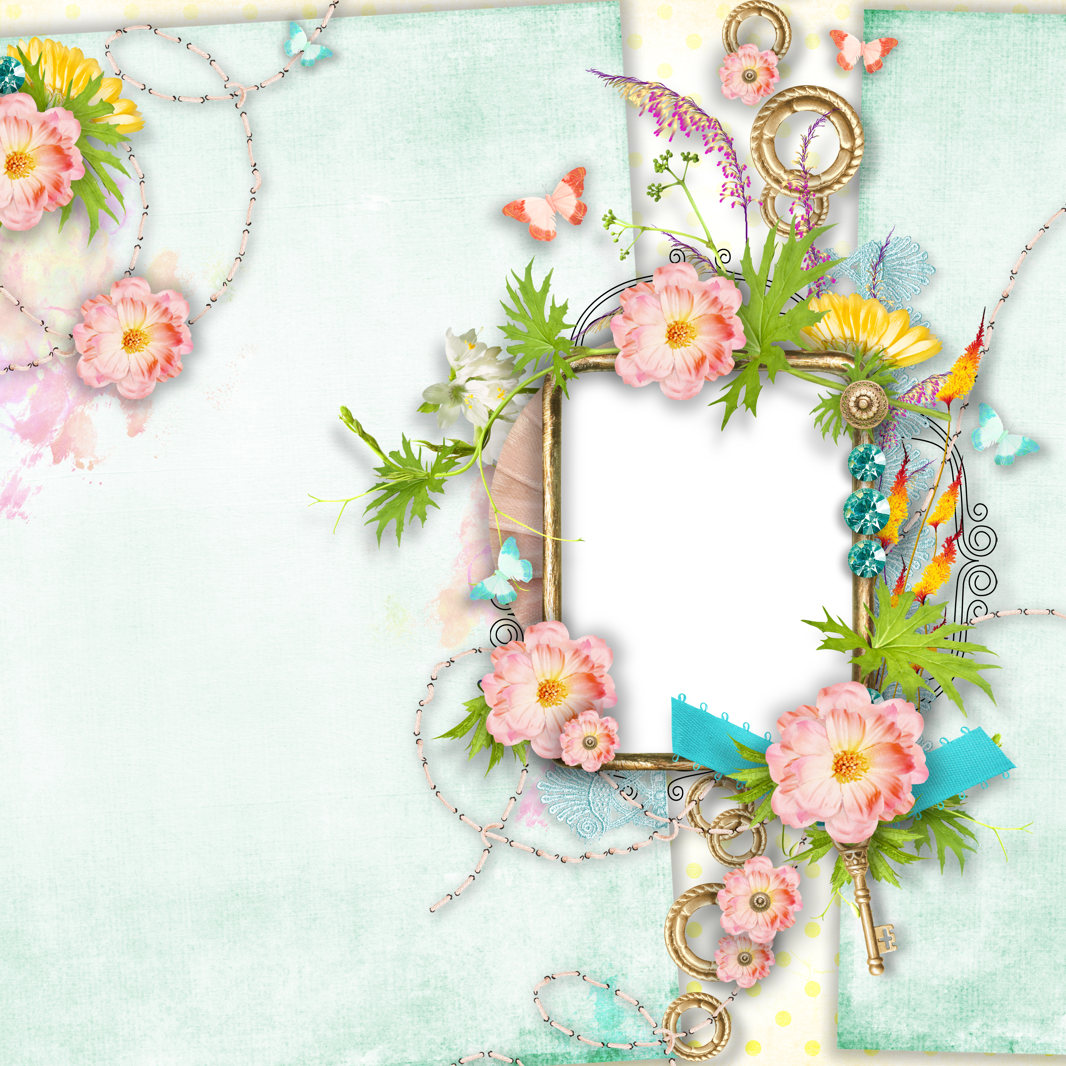 Flower Frame Creative Design Floral Transparent PNG Image