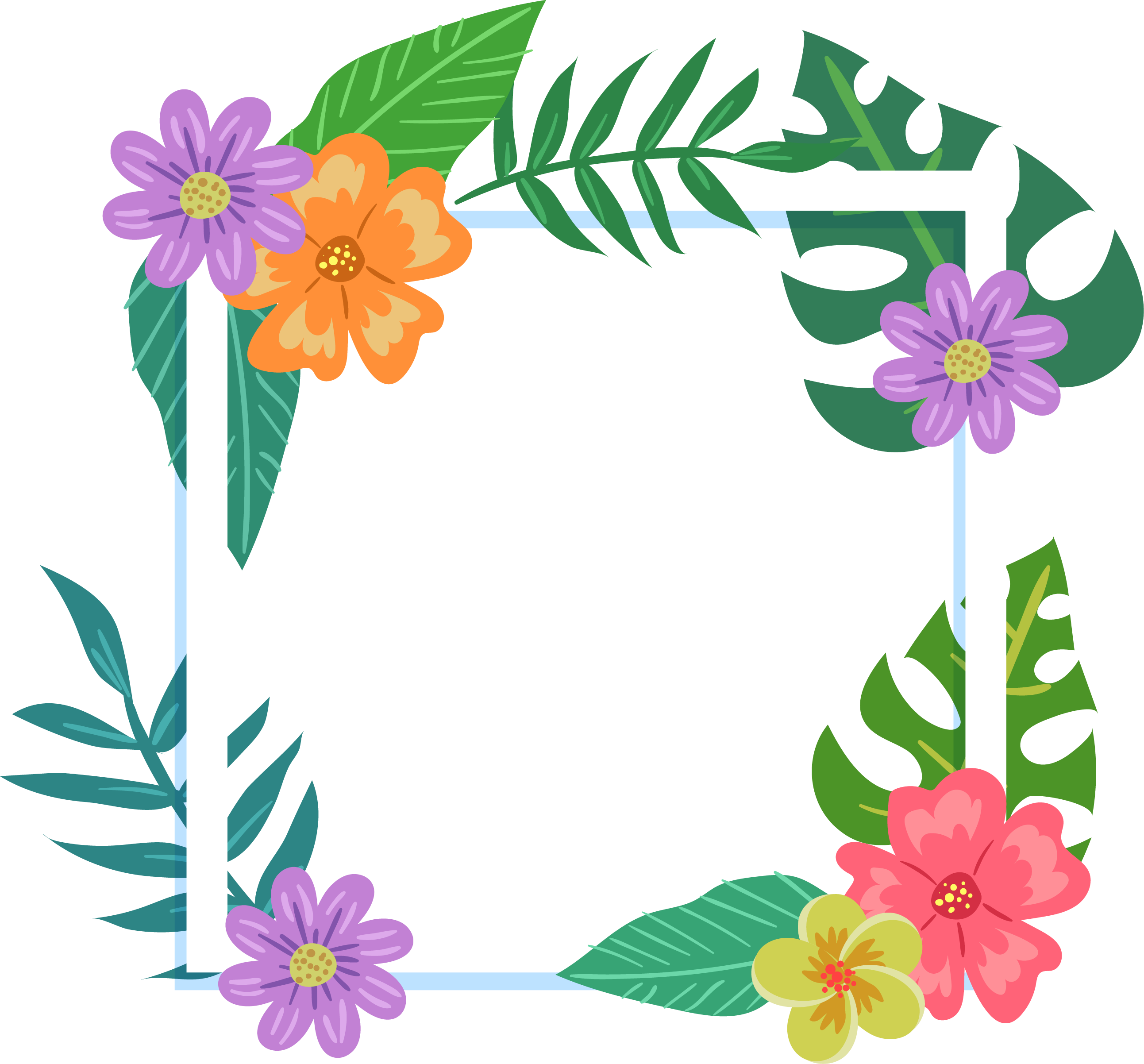 Flower Colorful Tropics Frame Film Transparent PNG Image