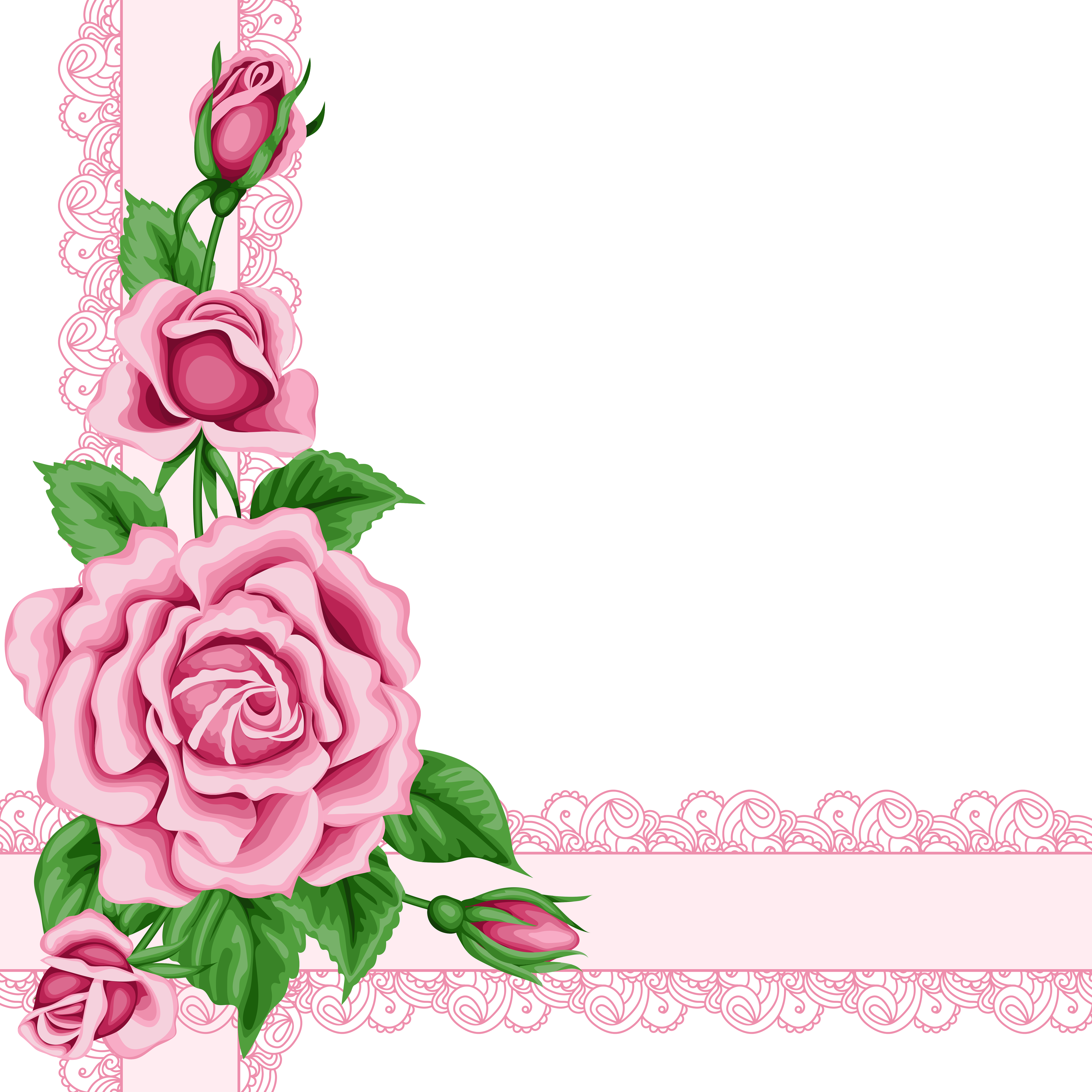 Pink Rose Flower Border Transparent PNG Image