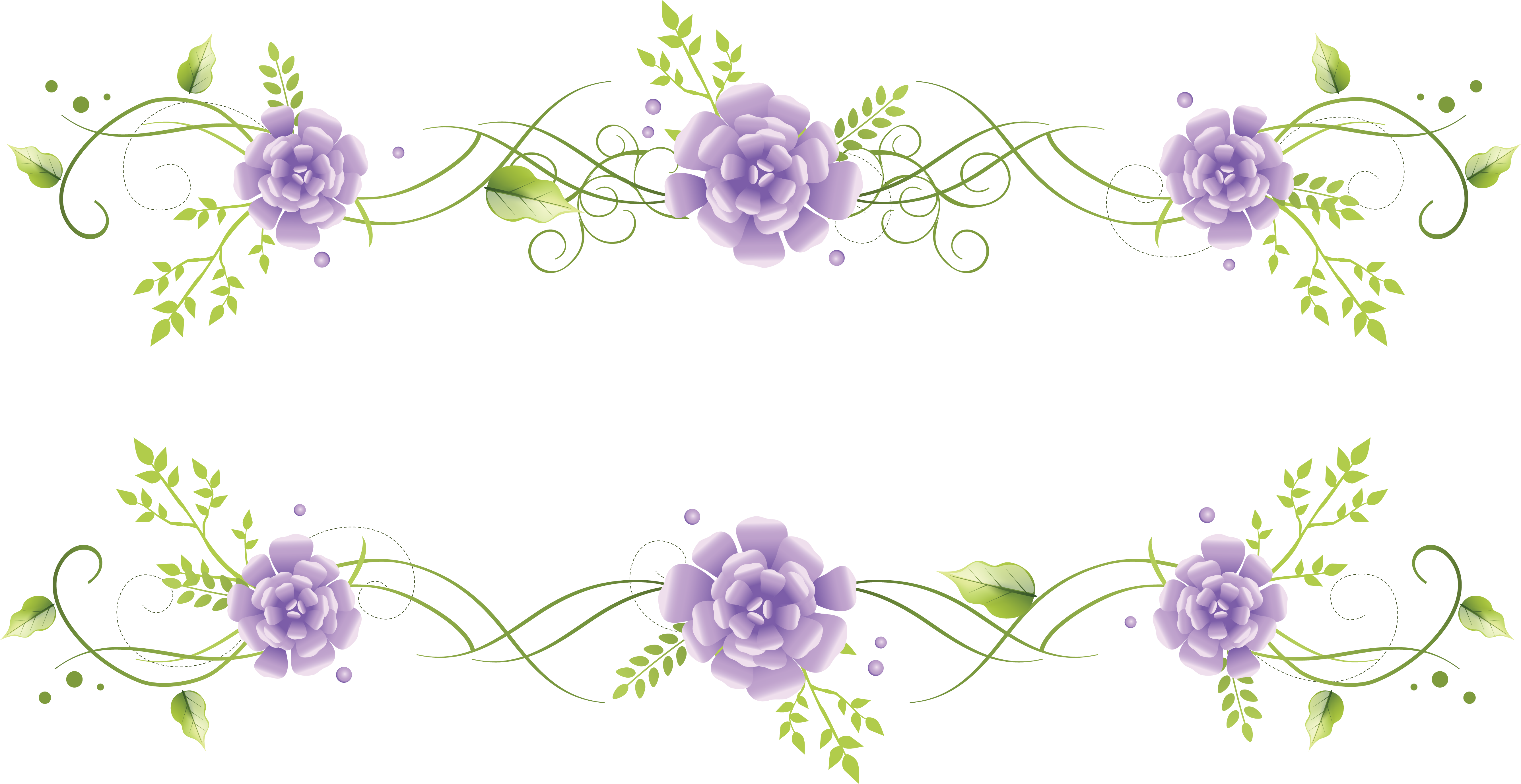 Blue Flower Border Vignette Transparent PNG Image