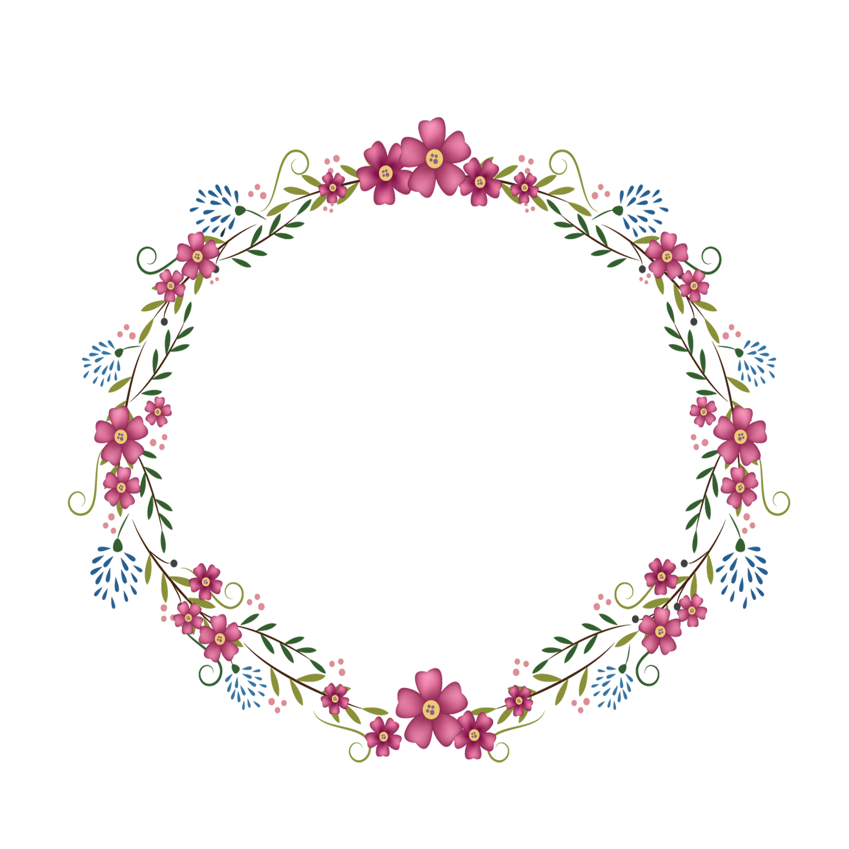 Frame Flowers Round Transparent PNG Image