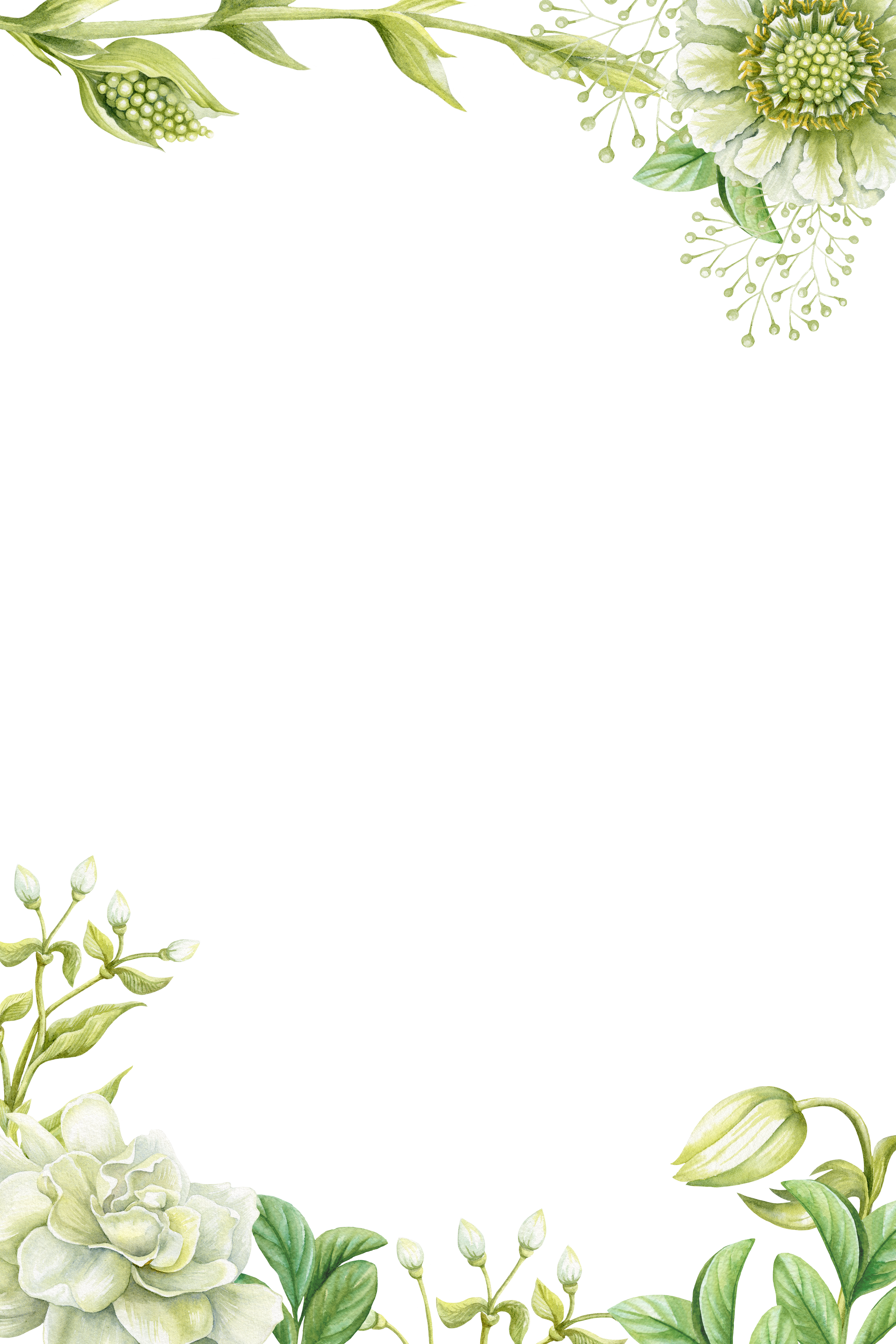 Green Borders Flower Painting Hand-Painted Transparent PNG Image