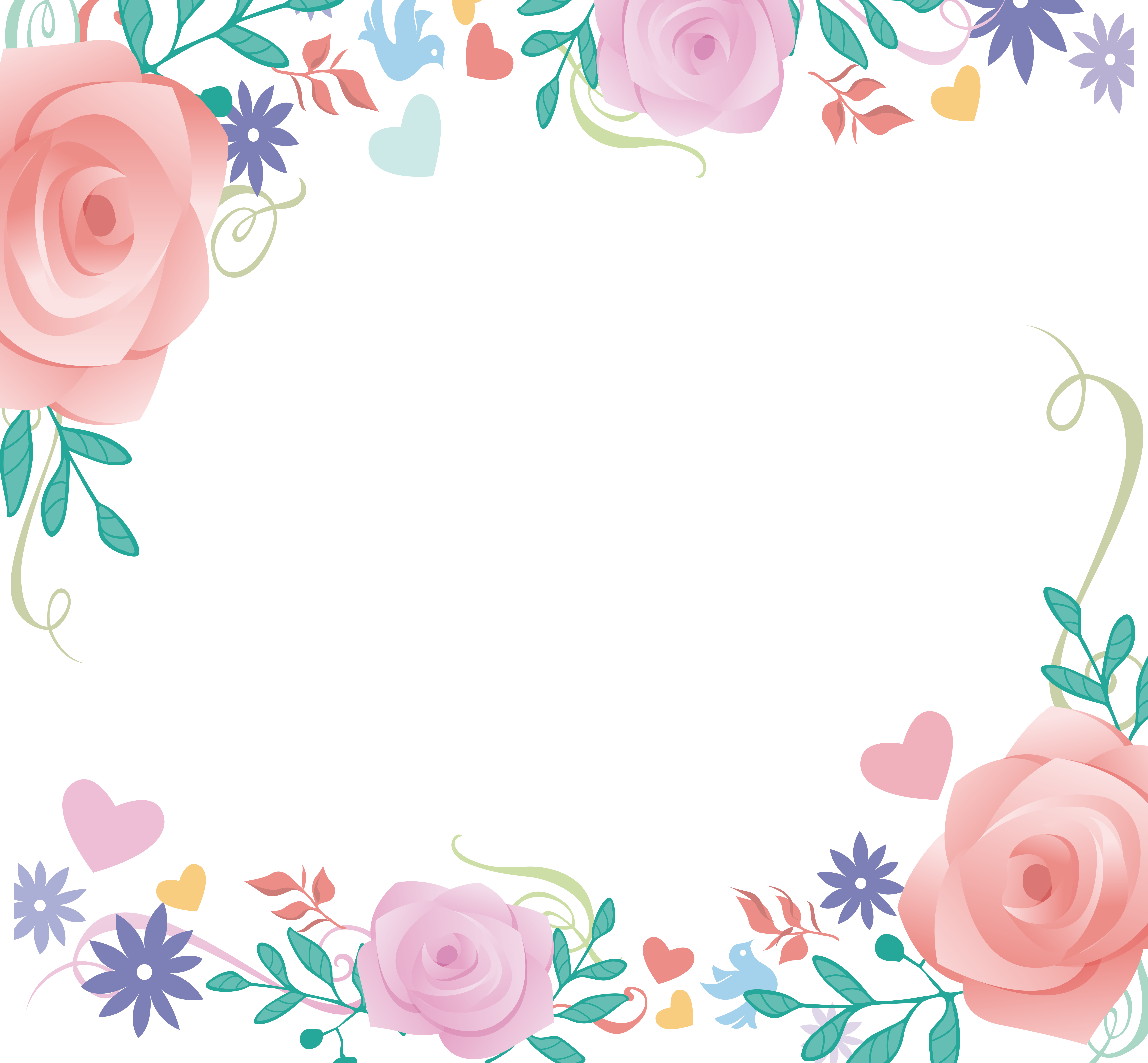 Border Flower Love Peony Illustration Transparent PNG Image