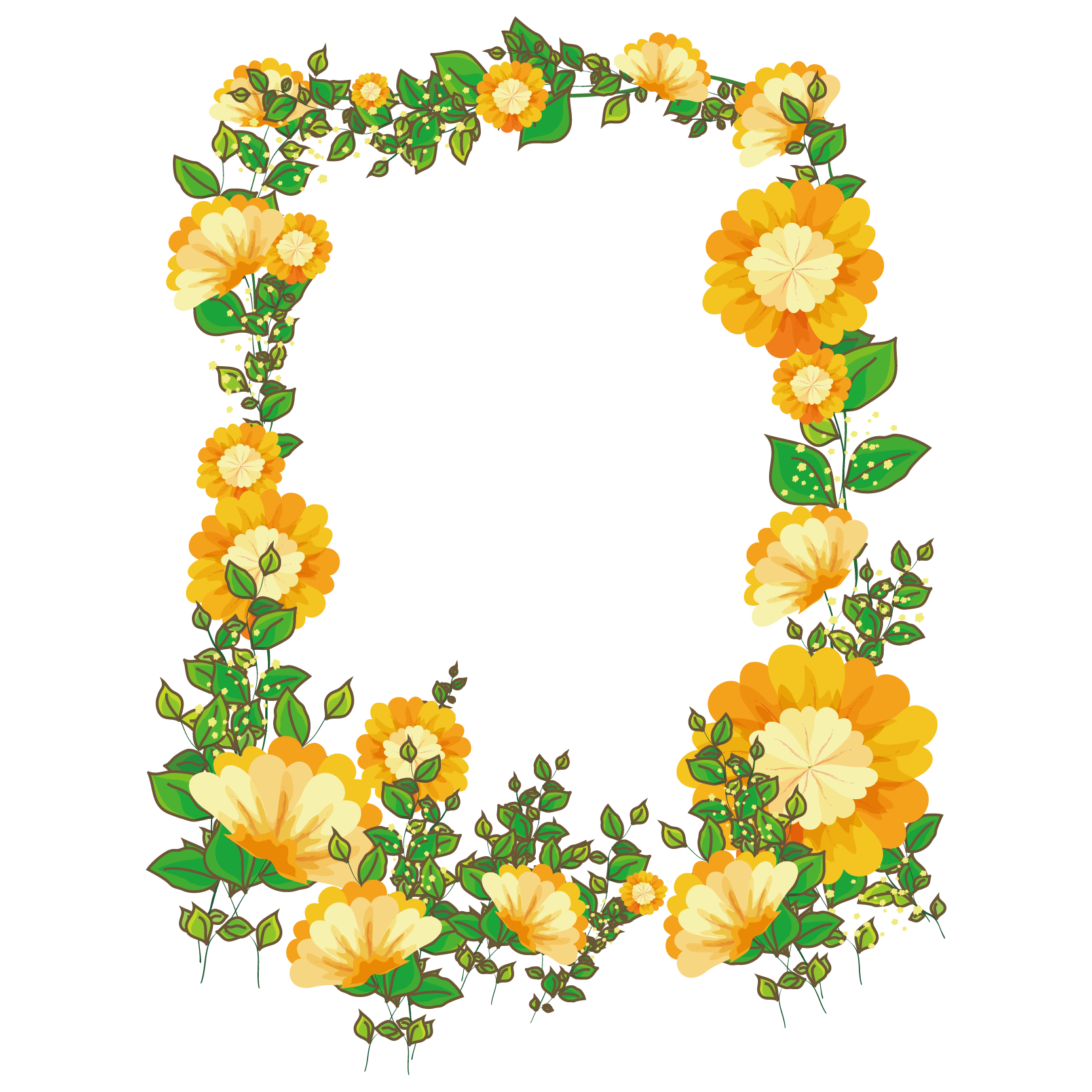 Flower Painted Frame Material Hand Vector Transparent PNG Image