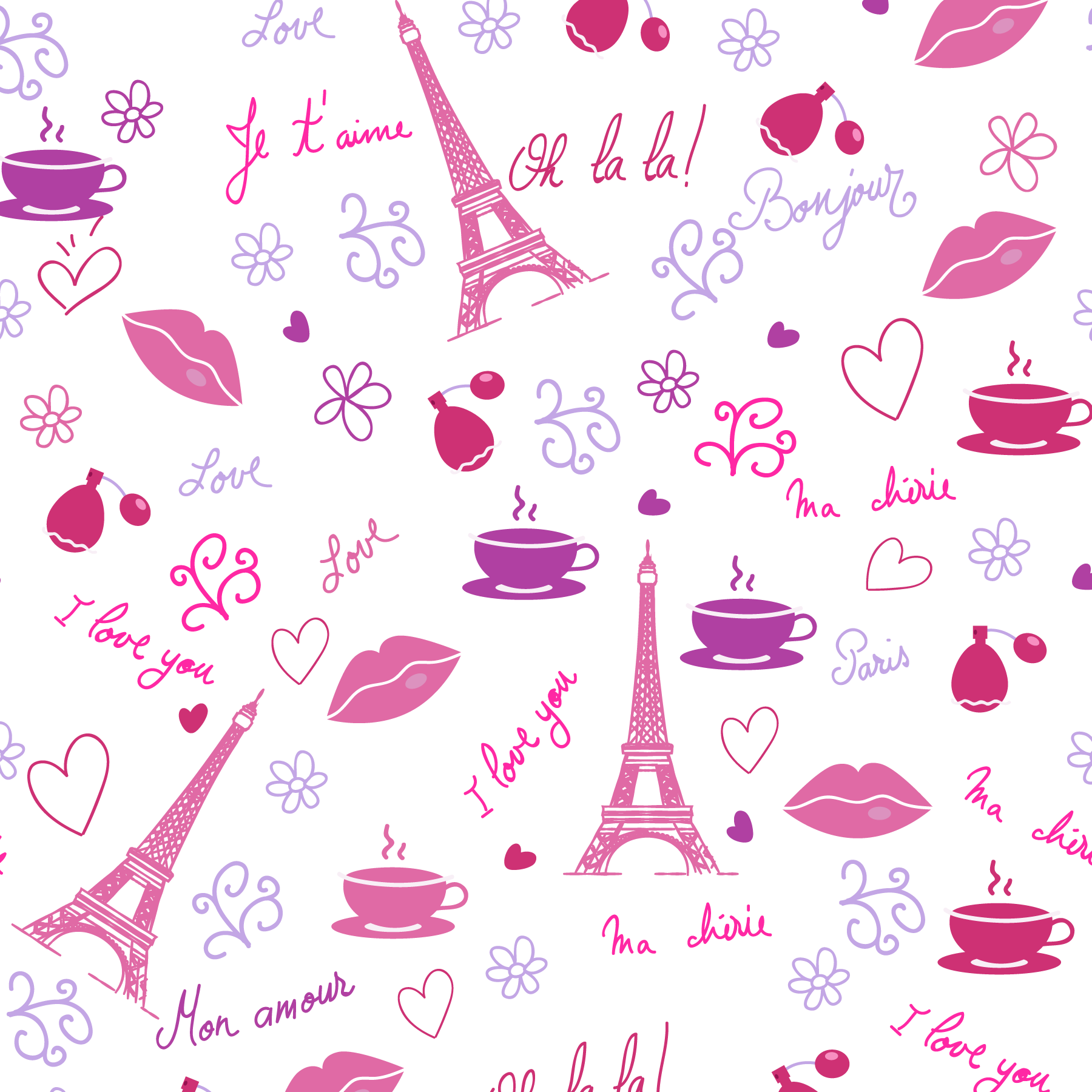 Pink Tower Eiffel Flower Element Transparent PNG Image