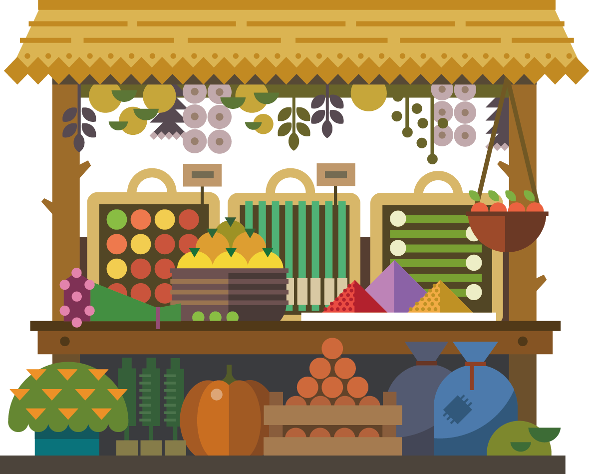 Marketplace Travel Illustration Royalty- Fruit Design Creative Transparent PNG Image