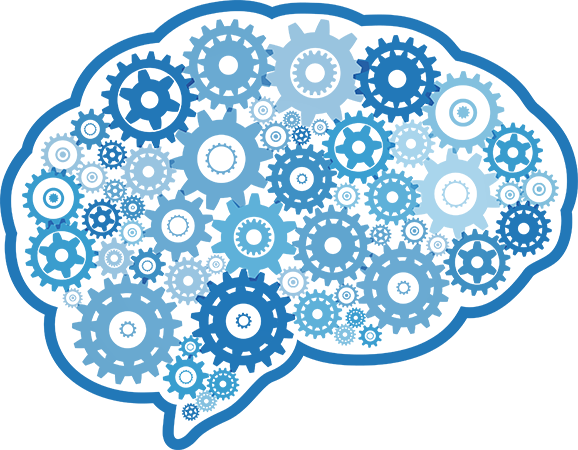 Blue Brain Gears Transparent PNG Image