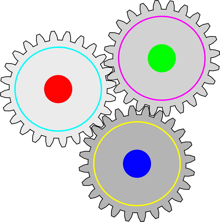 Silver Colorful Gears Transparent PNG Image