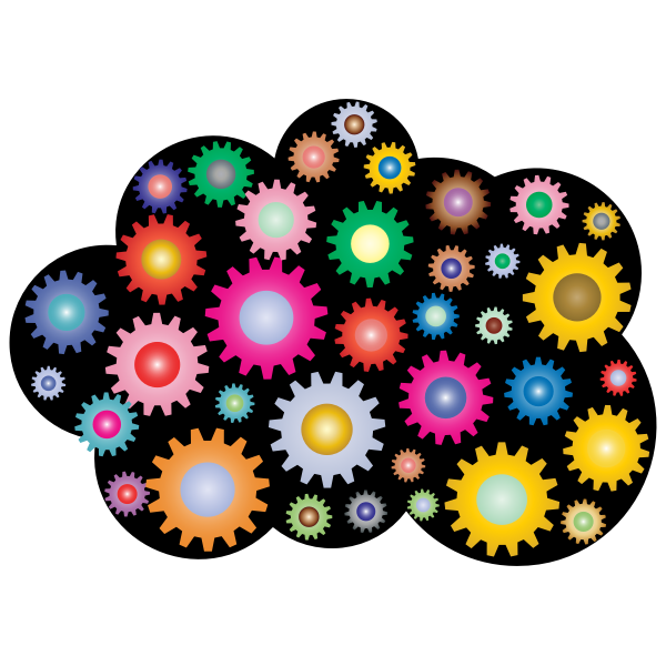 Prismatic Colorful Cloud Gears Transparent PNG Image