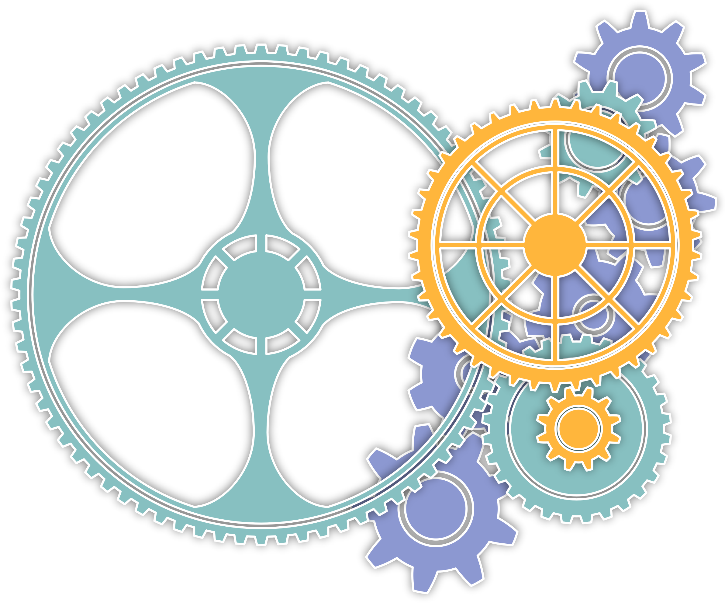 Wheels Gears Colorful Transparent PNG Image