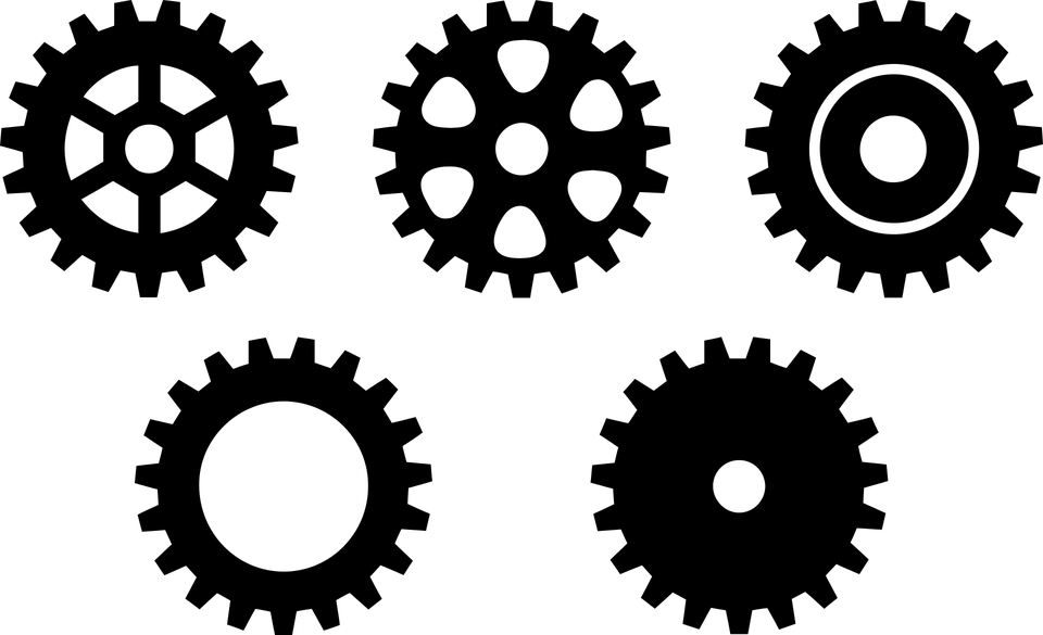 Vector Silhouette Gears Transparent PNG Image
