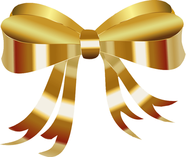 Gift Gold Bow Transparent PNG Image